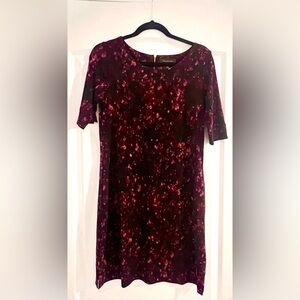 Tahari Burgundy Floral Long Sleeve Dress